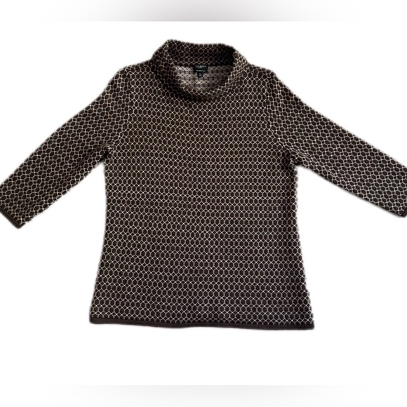 Talbots Size Large Petite LP brown mock turtleneck sweater 100% merino wool EUC - Picture 9 of 9